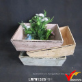 Empilable de madera artesanal Vintage Planter Box con mango